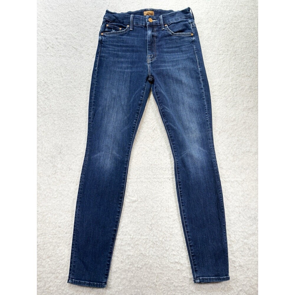Mother Denim High Rise Skinny Jeans Dark Wash Blue Size 27  Teaming UP